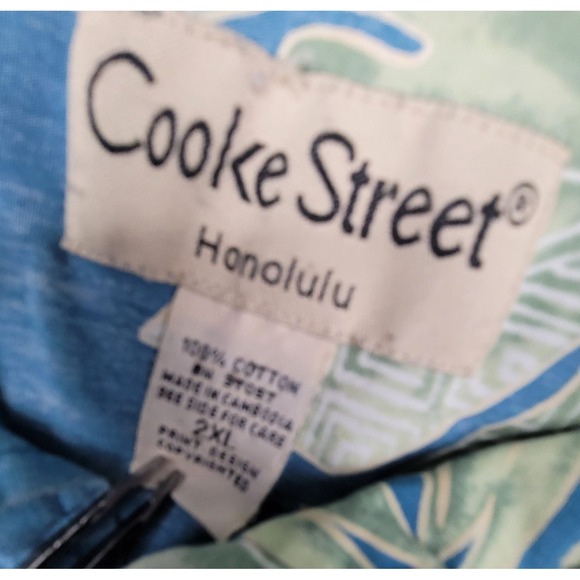 Cooke Street Honolulu Mens Hawaian Shirt Xl Blue Green Floral Print Beachwear - Picture 3 of 9